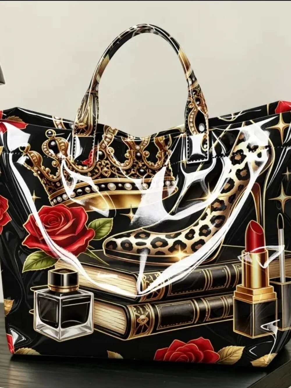 Women Red Lipstick Shoulder Tote Bag
